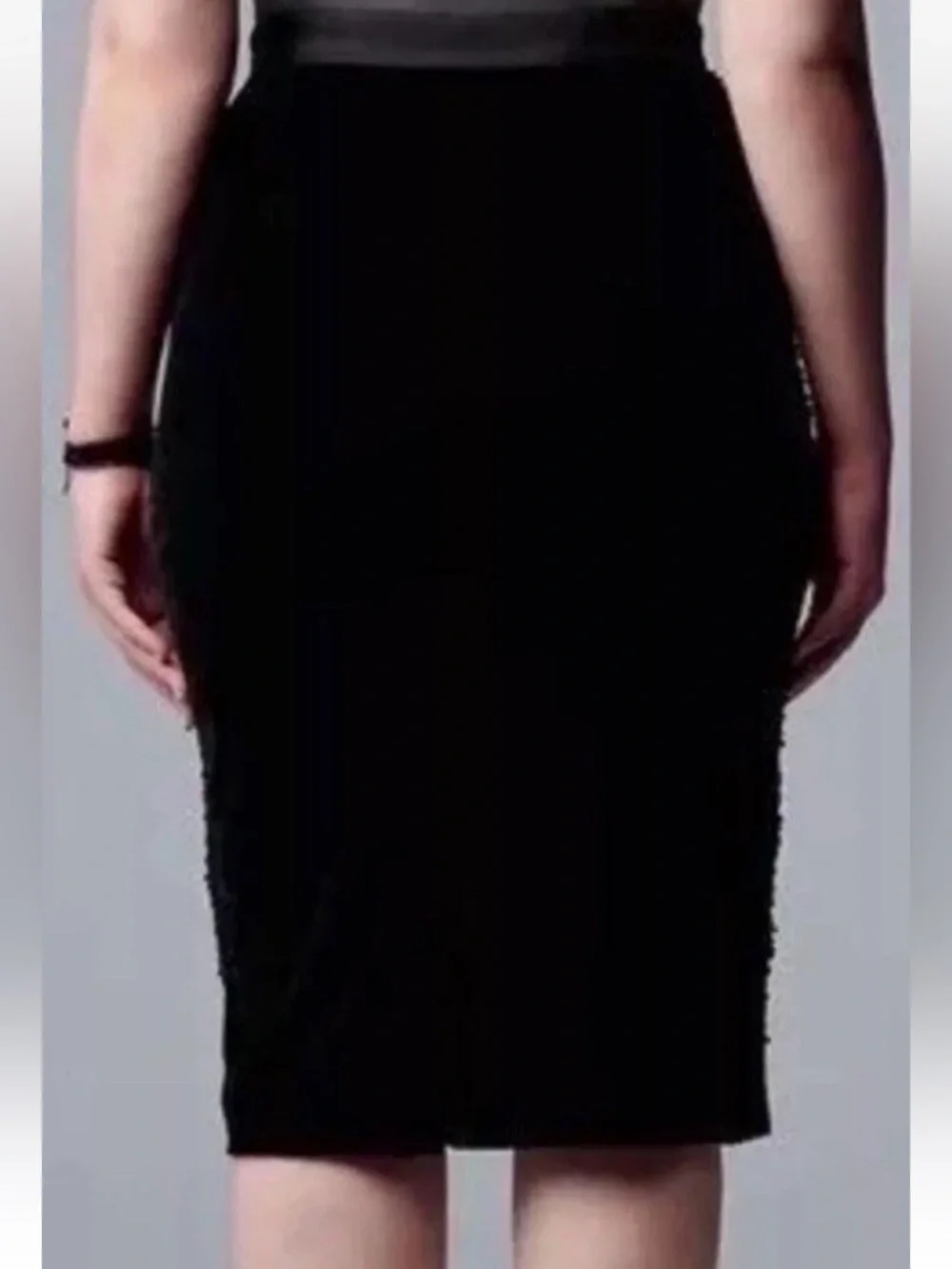 NWT SIMPLY VERA WANG Black Sequin Front velvet Velour Pencil Skirt Womens XXL - Picture 2 of 8